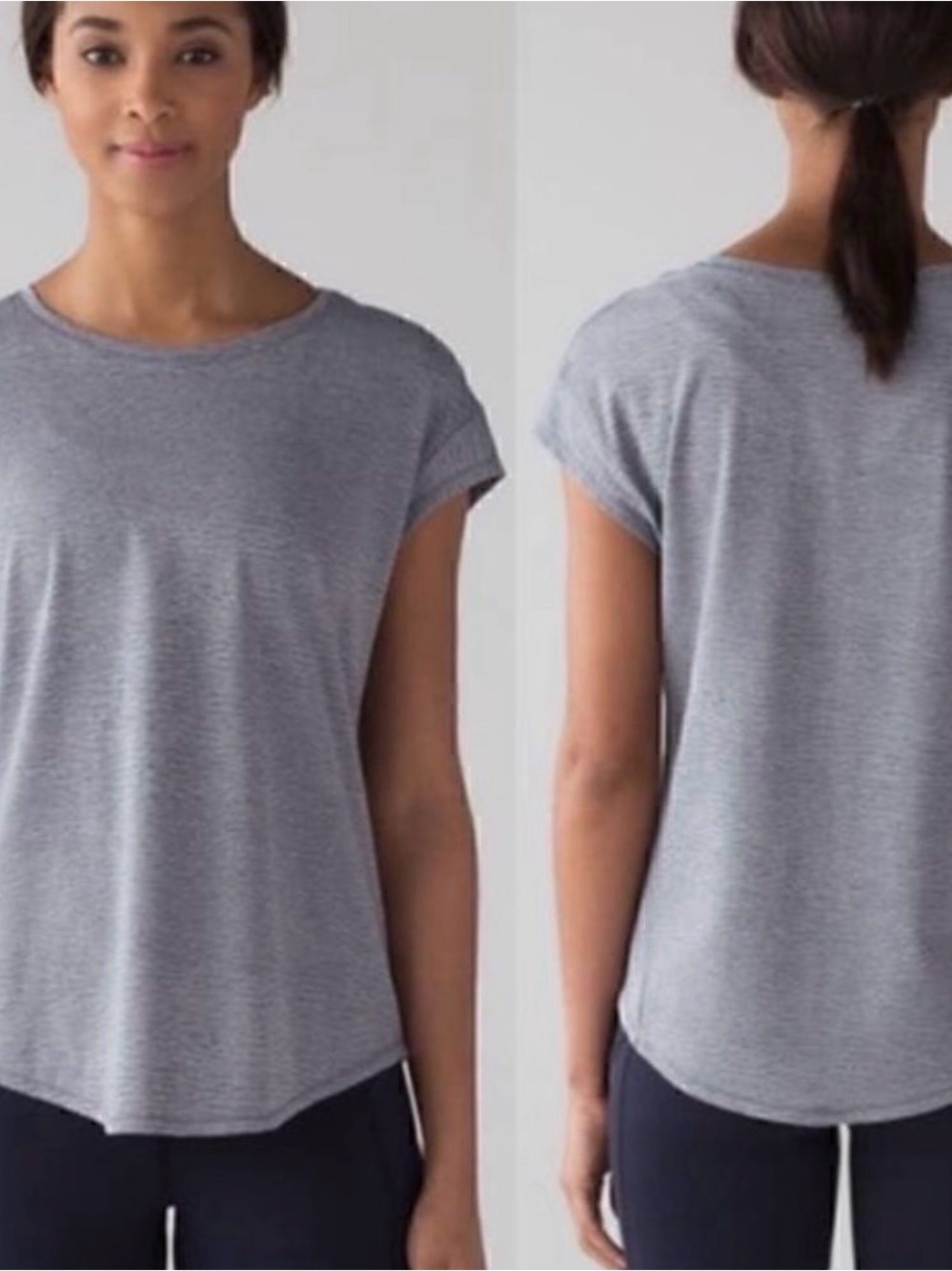 Lululemon Lost In Pace tee cap sleeve exercise top crewneck Heather Gray